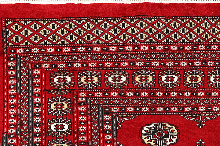 Red Pakistani Bokhara Rug 9' x 11' 11" Hand-Knotted | No. QA69062