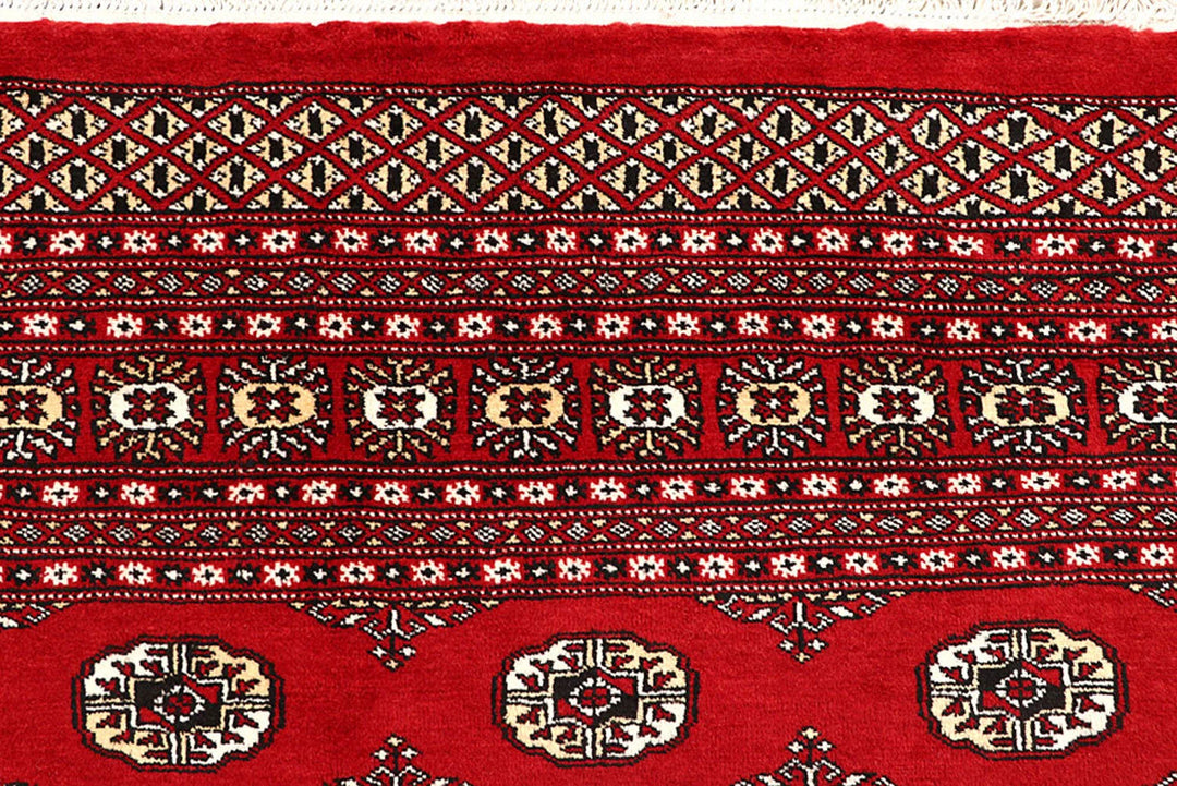 Red Pakistani Bokhara Rug 9' x 11' 11" Hand-Knotted | No. QA69062