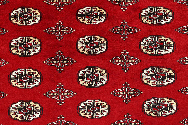Red Pakistani Bokhara Rug 9' x 11' 11" Hand-Knotted | No. QA69062