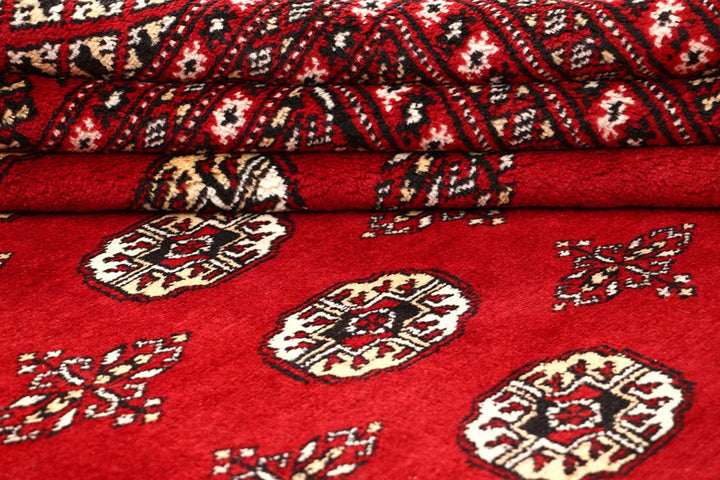 Red Pakistani Bokhara Rug 9' x 11' 11" Hand-Knotted | No. QA69062