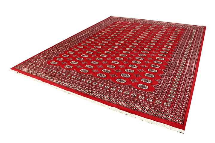 Red Pakistani Bokhara Rug 9' x 11' 11" Hand-Knotted | No. QA69062