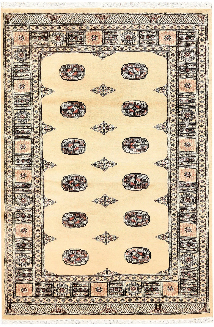 Brown Pakistani Bokhara Rug 4' 2" x 6' 1" Hand-Knotted | No. QA69116