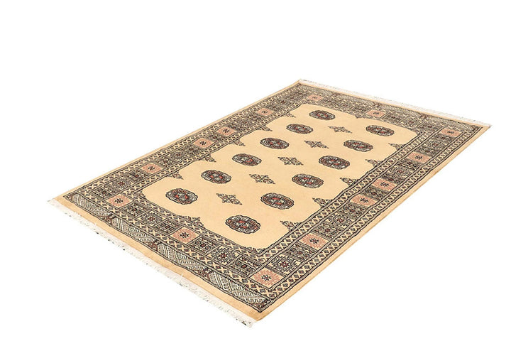 Brown Pakistani Bokhara Rug 4' 2" x 6' 1" Hand-Knotted | No. QA69116