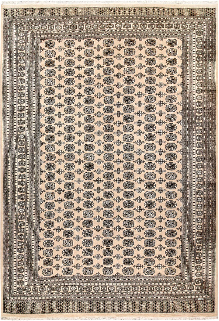 Brown Pakistani Bokhara Rug 10' x 14' 5" Hand-Knotted | No. QA69142
