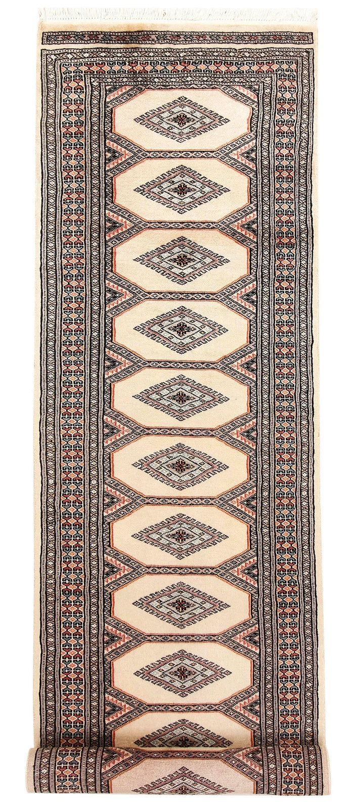 Brown Pakistani Jaldar Rug 2' 3" x 9' 4" Hand-Knotted | No. QA69206