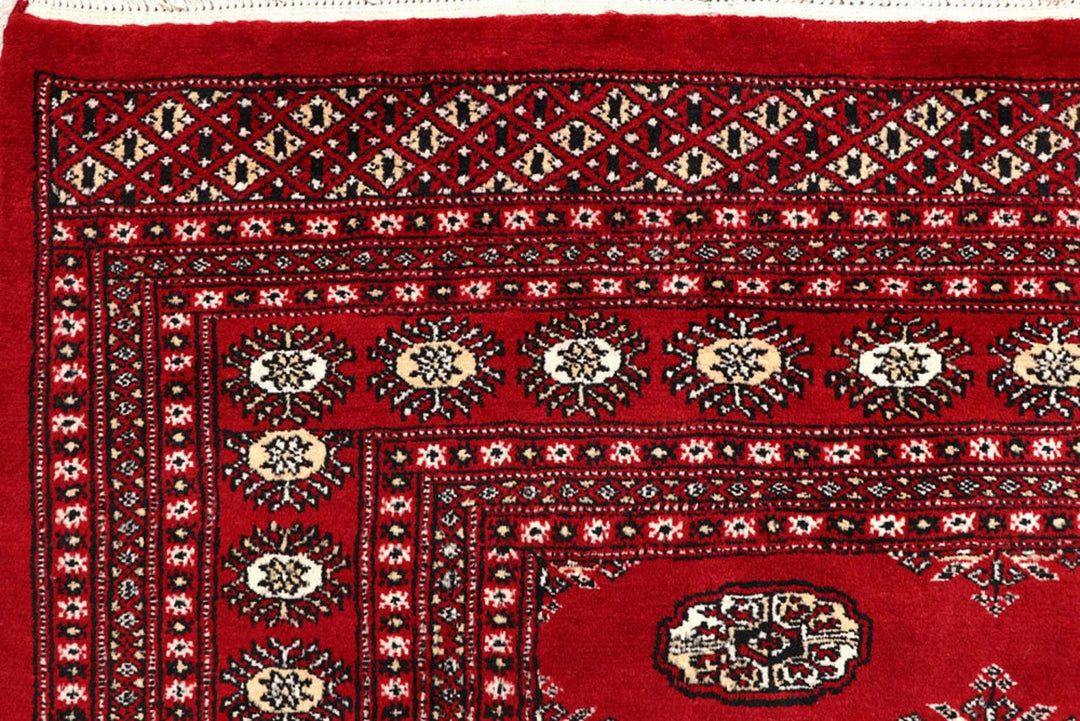 Red Pakistani Bokhara Rug 8' x 9'8" Hand-Knotted | No. QA69230