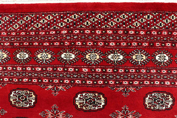 Red Pakistani Bokhara Rug 8' x 9'8" Hand-Knotted | No. QA69230