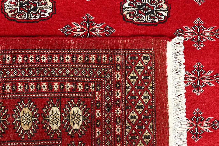 Red Pakistani Bokhara Rug 8' x 9'8" Hand-Knotted | No. QA69230