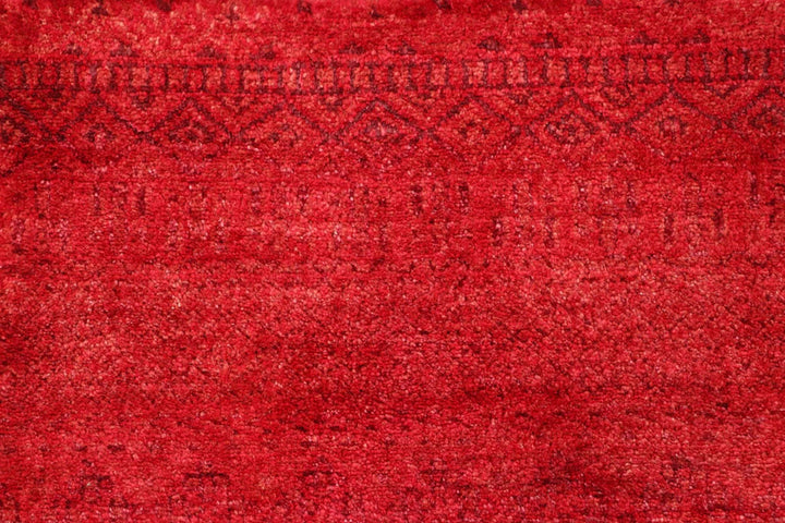 Red Pakistani Gabbeh Rug 4' 1" x 5' 11" Hand-Knotted | No. QA69266