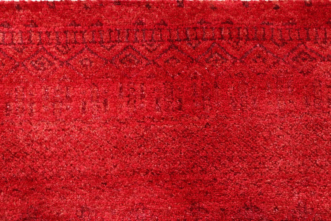 Red Pakistani Gabbeh Rug 4' 1" x 5' 11" Hand-Knotted | No. QA69266