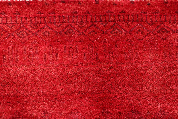Red Pakistani Gabbeh Rug 4' 1" x 5' 11" Hand-Knotted | No. QA69266