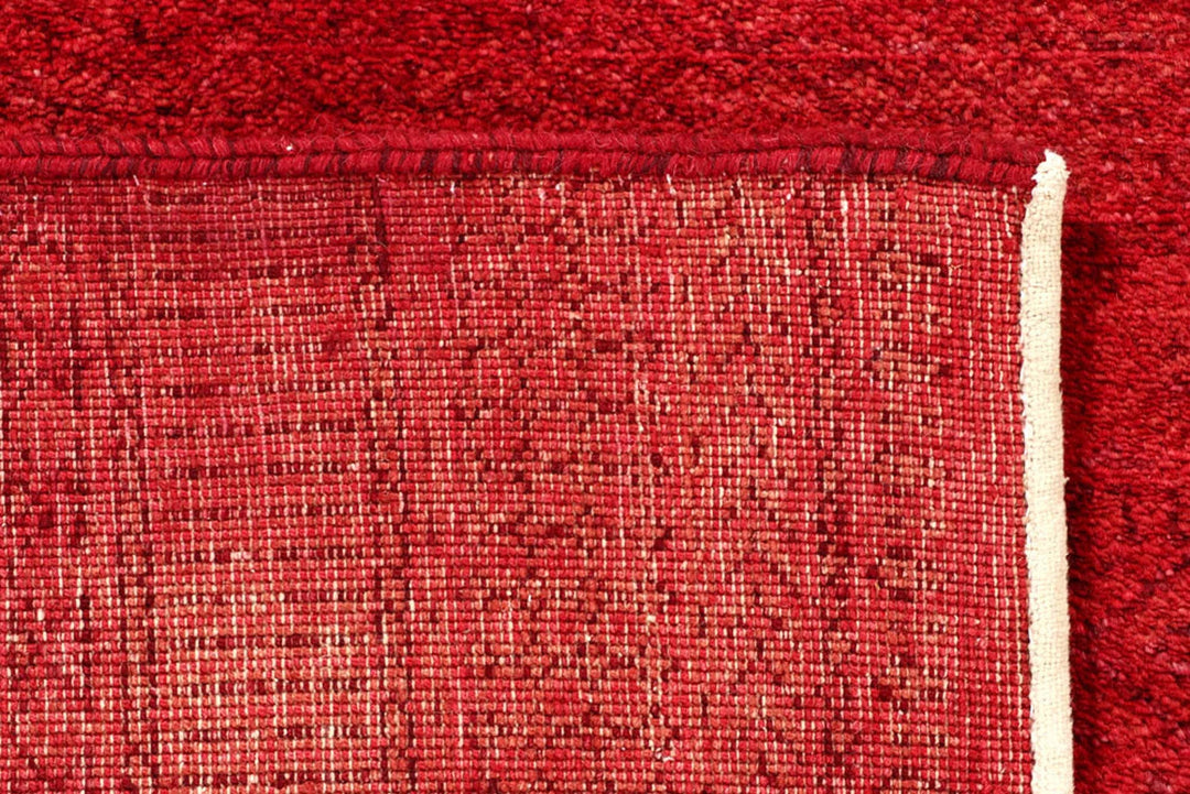 Red Pakistani Gabbeh Rug 4' 1" x 5' 11" Hand-Knotted | No. QA69266
