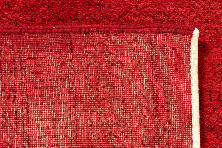 Red Pakistani Gabbeh Rug 4' 1" x 5' 11" Hand-Knotted | No. QA69266