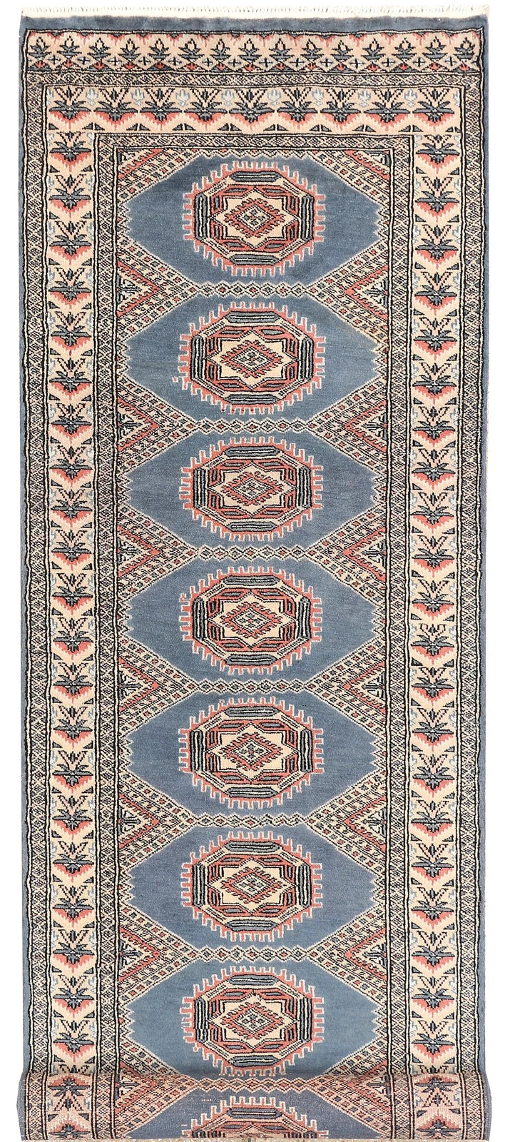 Slate Grey Pakistani Jaldar Rug 2' 7" x 8' 11" Hand-Knotted | No. QA69409