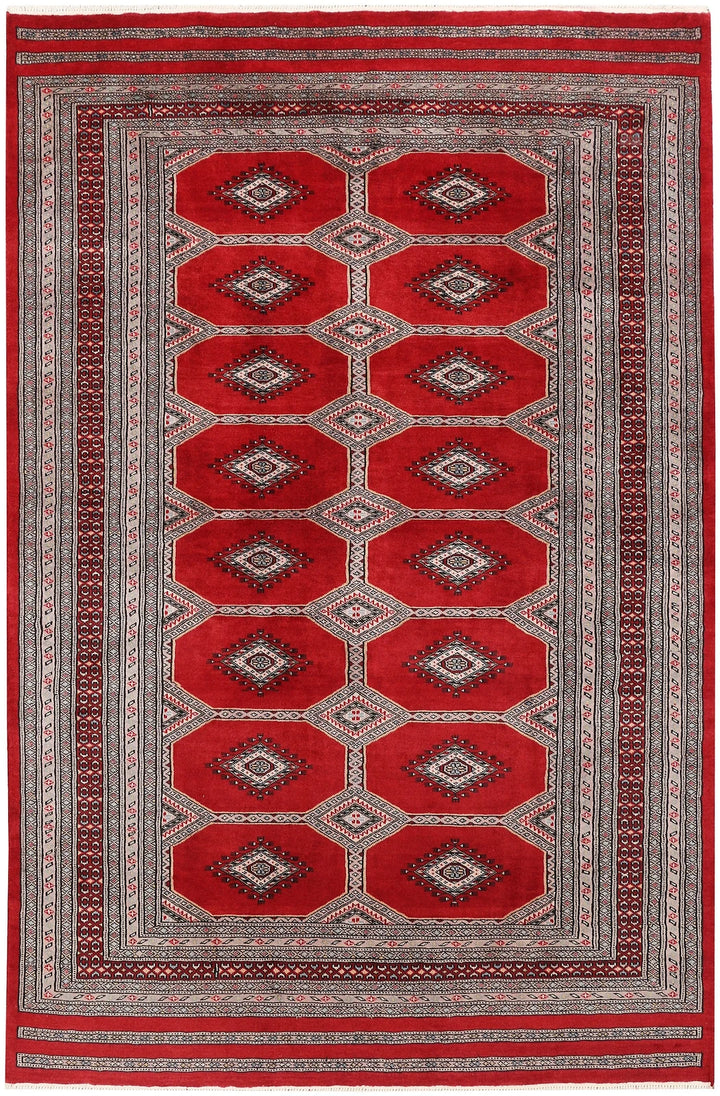 Firebrick Pakistani Jaldar Rug 5' 5" x 8' 3" Hand-Knotted | No. QA69441