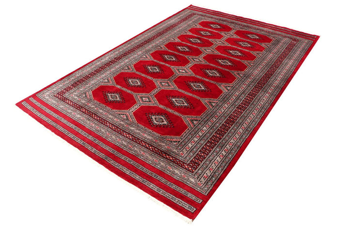Firebrick Pakistani Jaldar Rug 5' 5" x 8' 3" Hand-Knotted | No. QA69441