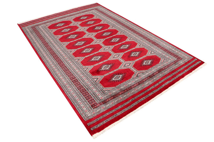Firebrick Pakistani Jaldar Rug 5' 5" x 8' 3" Hand-Knotted | No. QA69441
