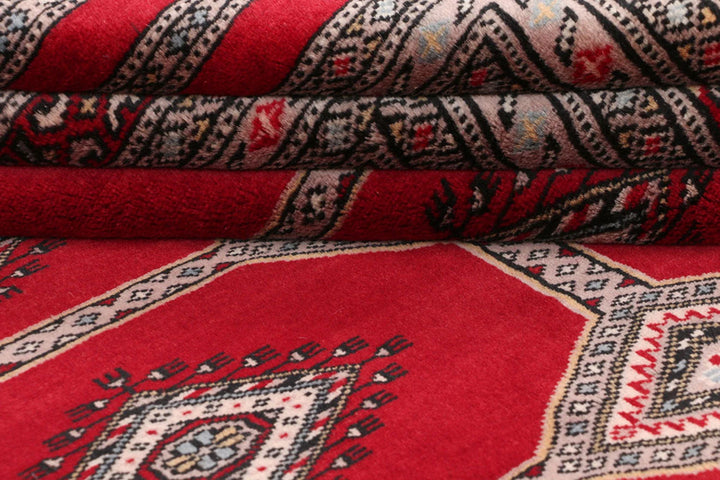 Firebrick Pakistani Jaldar Rug 5' 5" x 8' 3" Hand-Knotted | No. QA69441