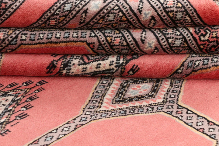 Salmon Pakistani Jaldar Rug 6' 7" x 9' 10" Hand-Knotted | No. QA69485