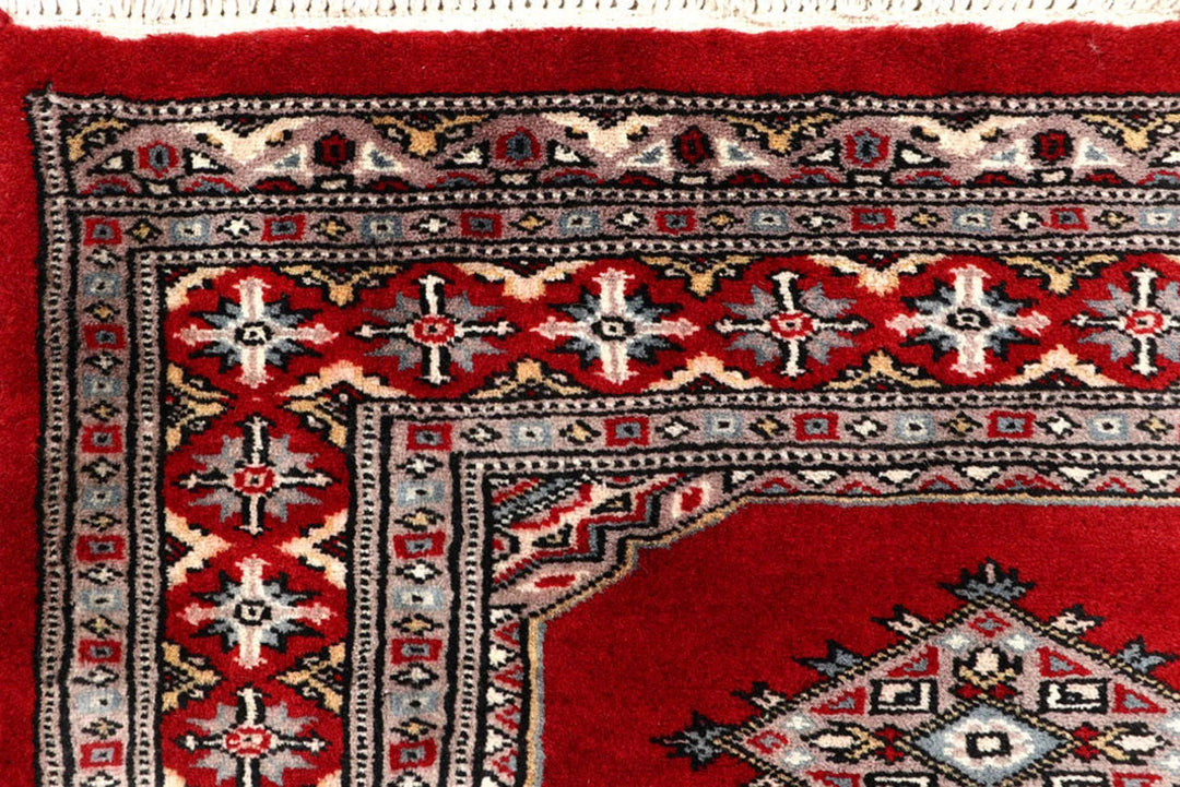 Red Pakistani Jaldar Rug 2' 7" x 10' 9" Hand-Knotted | No. QA69488