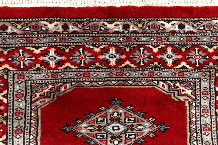 Red Pakistani Jaldar Rug 2' 7" x 10' 9" Hand-Knotted | No. QA69488