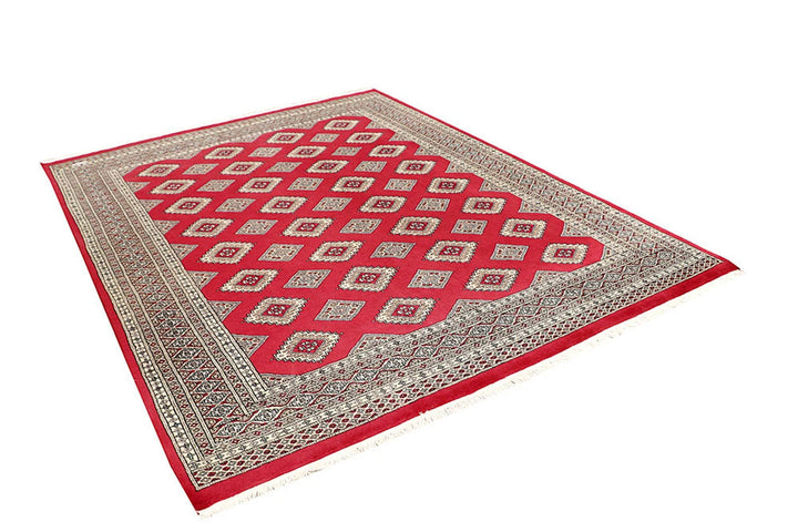Firebrick Red Pakistani Jaldar Rug 6' 6" x 8' 4" Hand-Knotted | No. QA69553