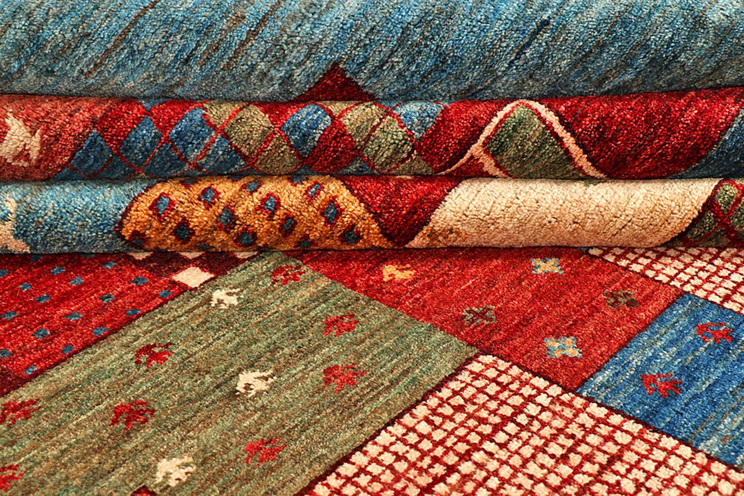Pakistani Gabbeh Rug 9' 1" x 11' 7" Hand-Knotted | No. QA70135
