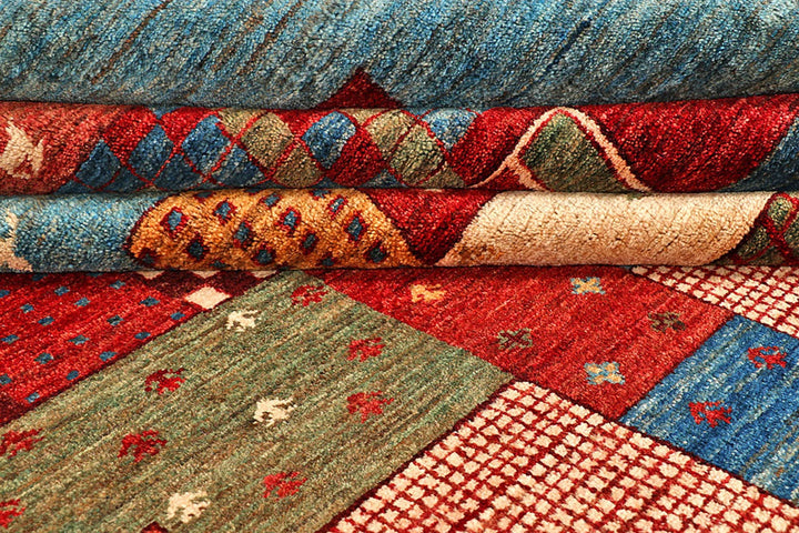 Pakistani Gabbeh Rug 9' 1" x 11' 7" Hand-Knotted | No. QA70135