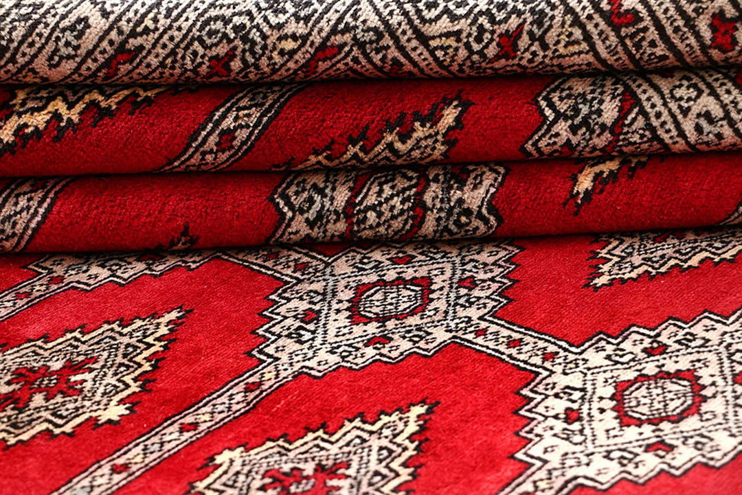 Firebrick Red Pakistani Jaldar Rug 8' 10" x 11' 7" Hand-Knotted | No. QA70162