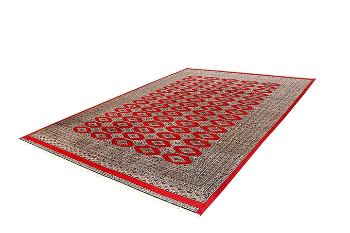 Firebrick Red Pakistani Jaldar Rug 8' 10" x 11' 7" Hand-Knotted | No. QA70162