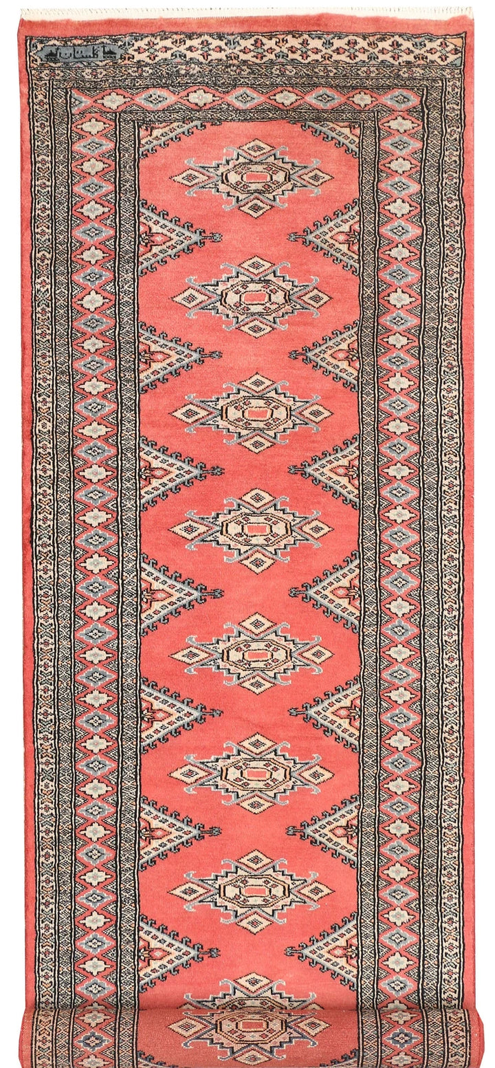 Salmon Pakistani Jaldar Rug 2' 7" x 8' 9" Hand-Knotted | No. QA70187