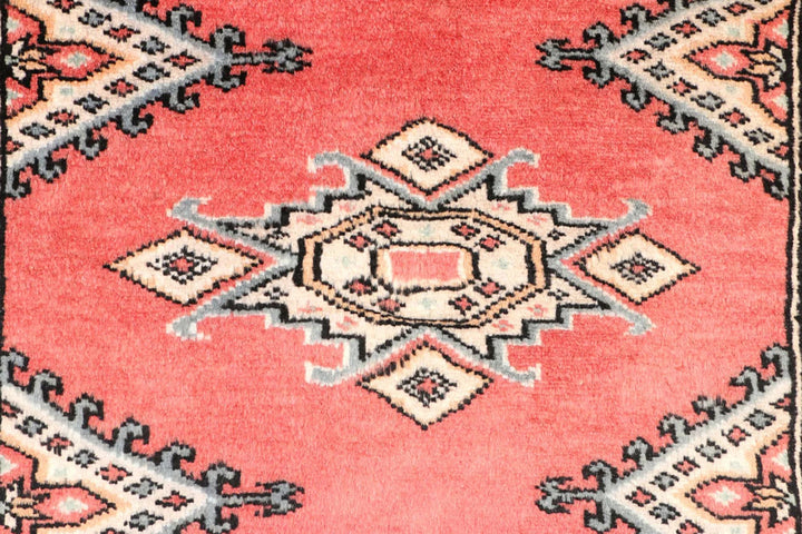 Salmon Pakistani Jaldar Rug 2' 7" x 8' 9" Hand-Knotted | No. QA70187