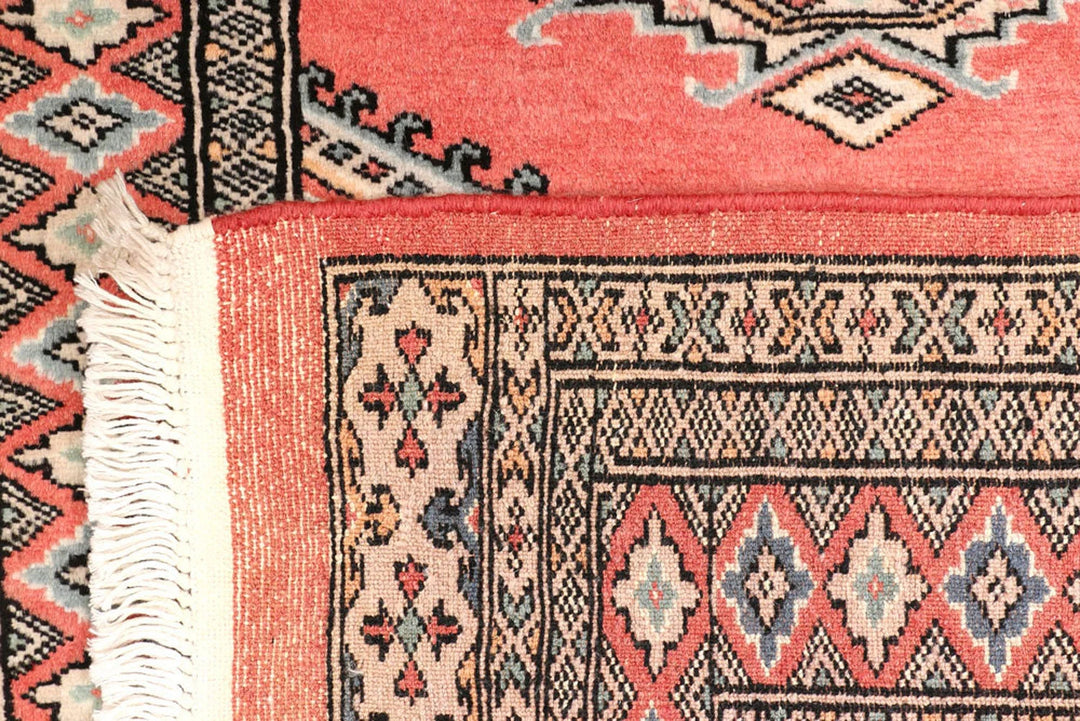 Salmon Pakistani Jaldar Rug 2' 7" x 8' 9" Hand-Knotted | No. QA70187
