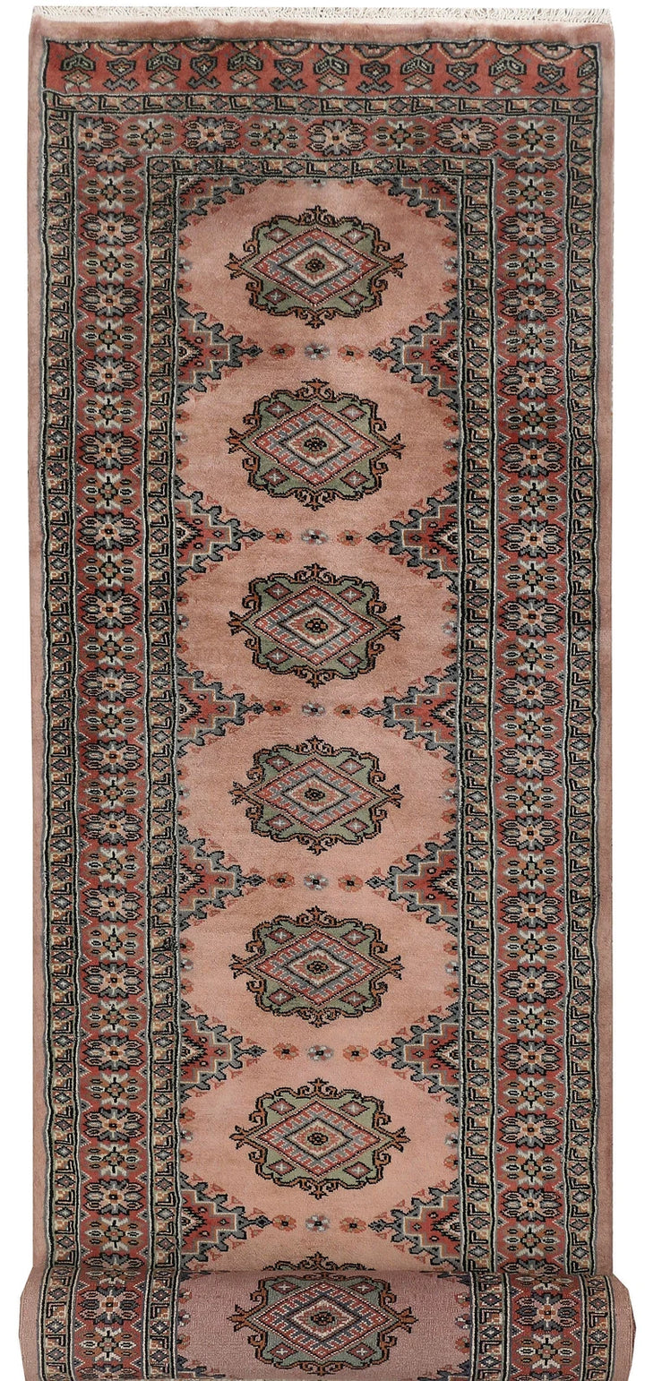 Rosy Brown Pakistani Jaldar Runner Rug 2' 9" x 11' 2" Hand-Knotted | No. QA70207