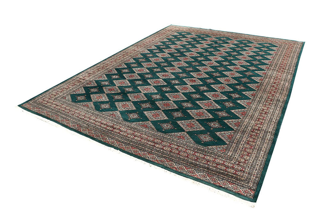 Teal Pakistani Jaldar Rug 8' 1" x 11' 4" Hand-Knotted | No. QA70444