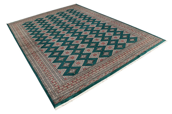 Teal Pakistani Jaldar Rug 8' 1" x 11' 4" Hand-Knotted | No. QA70444