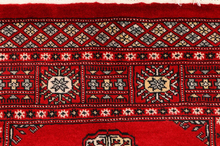 Dark Red Pakistani Bokhara Rug 3' x 5' 3" Hand-Knotted | No. QA70474