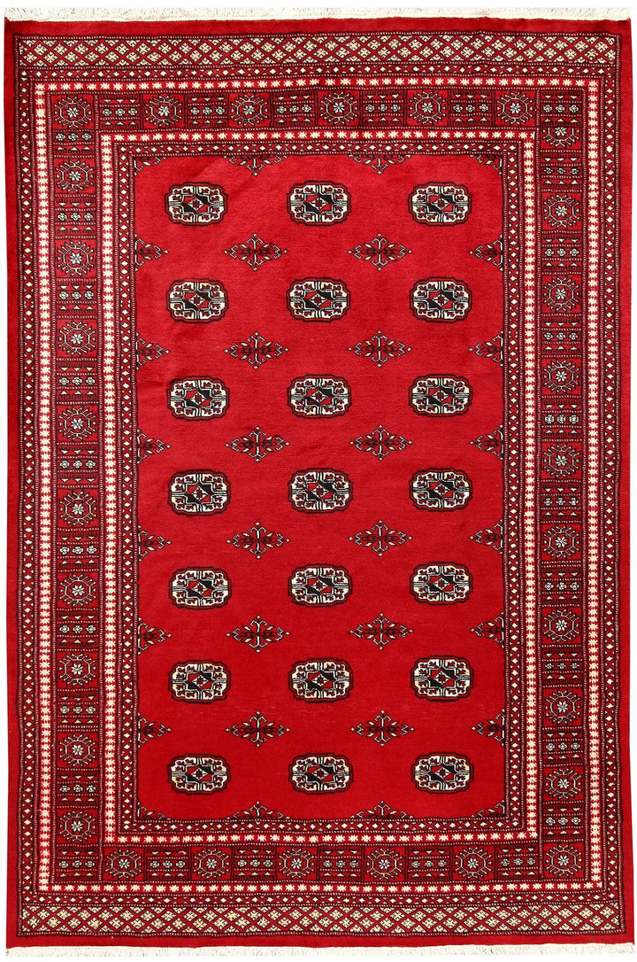 Firebrick Red Pakistani Bokhara Rug 5' 2" x 7' 9" Hand-Knotted | No. QA70601