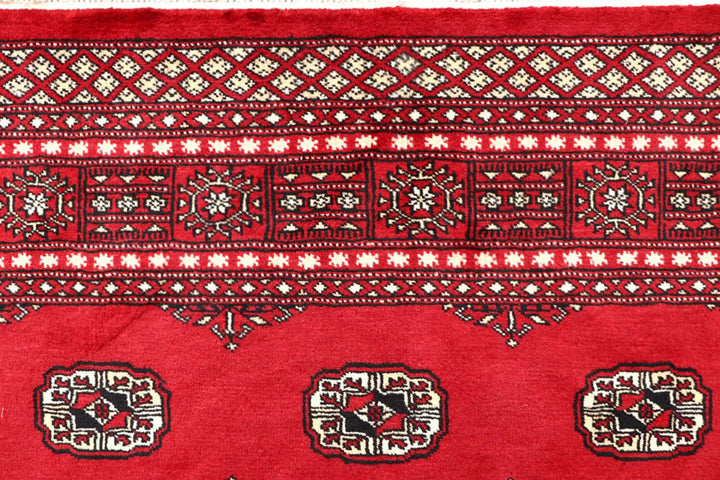 Firebrick Red Pakistani Bokhara Rug 5' 2" x 7' 9" Hand-Knotted | No. QA70601