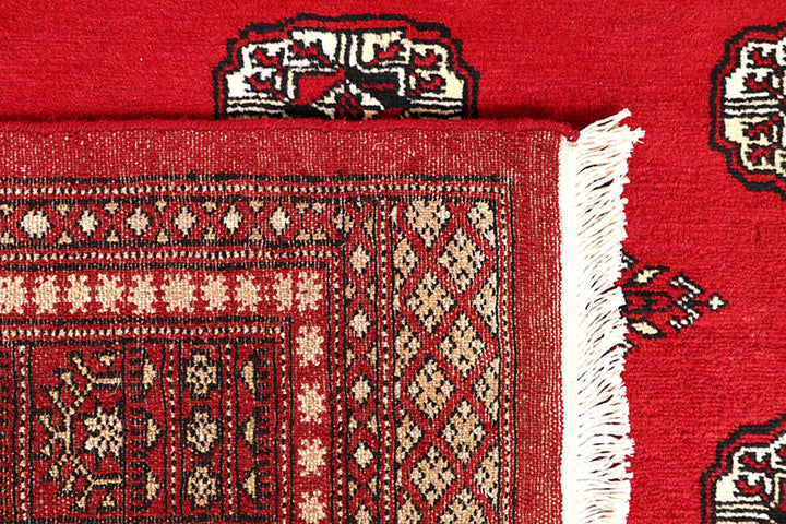 Firebrick Red Pakistani Bokhara Rug 5' 2" x 7' 9" Hand-Knotted | No. QA70601