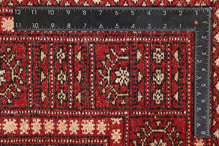 Firebrick Red Pakistani Bokhara Rug 5' 2" x 7' 9" Hand-Knotted | No. QA70601