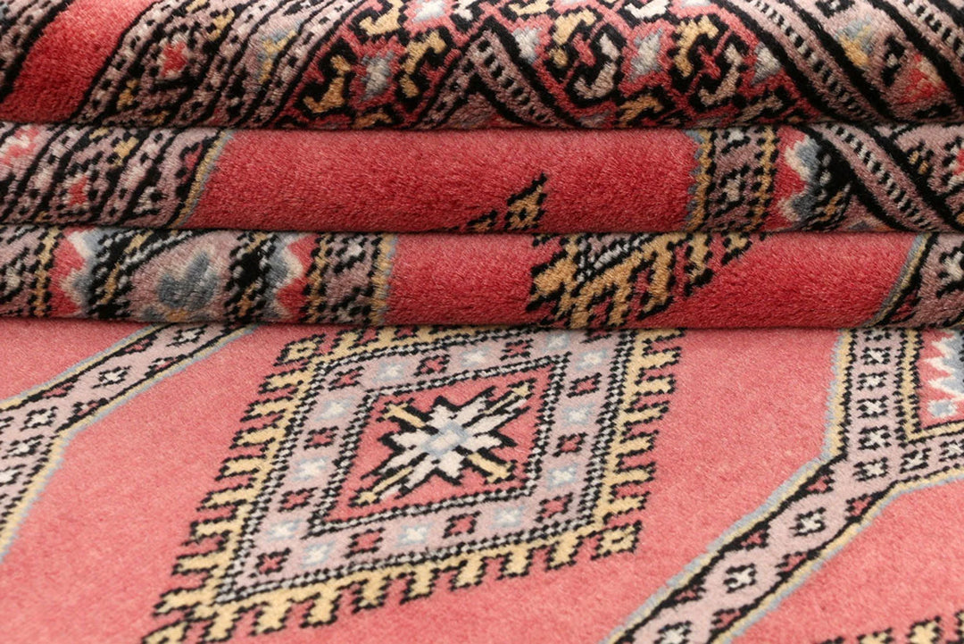 Red Pakistani Jaldar Rug 4' 1" x 6' Hand-Knotted | No. QA70653