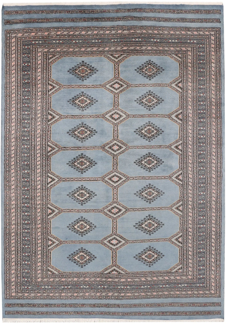 Light Slate Grey Pakistani Jaldar Rug 5' 6" x 7' 8" Hand-Knotted | No. QA70720