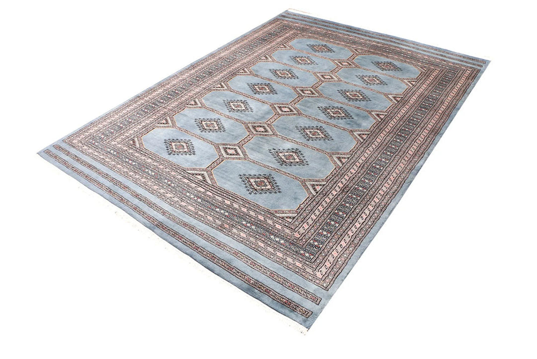 Light Slate Grey Pakistani Jaldar Rug 5' 6" x 7' 8" Hand-Knotted | No. QA70720