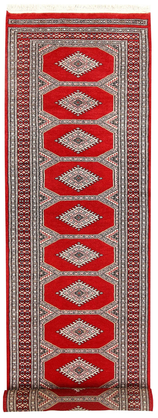 Red Pakistani Jaldar Rug 2' 4" x 8' 6" Hand-Knotted | No. QA70745