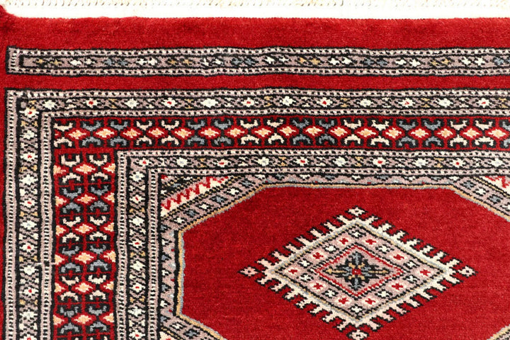 Red Pakistani Jaldar Rug 2' 4" x 8' 6" Hand-Knotted | No. QA70745