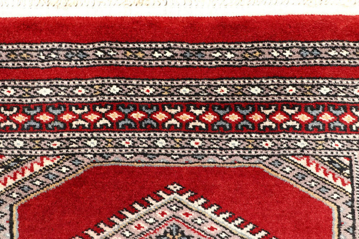 Red Pakistani Jaldar Rug 2' 4" x 8' 6" Hand-Knotted | No. QA70745