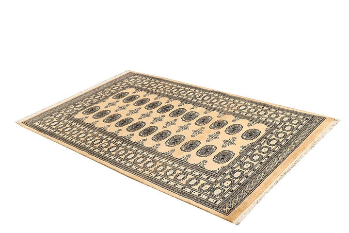 Brown Pakistani Bokhara Rug 4' 1" x 6' 4" Hand-Knotted | No. QA70862