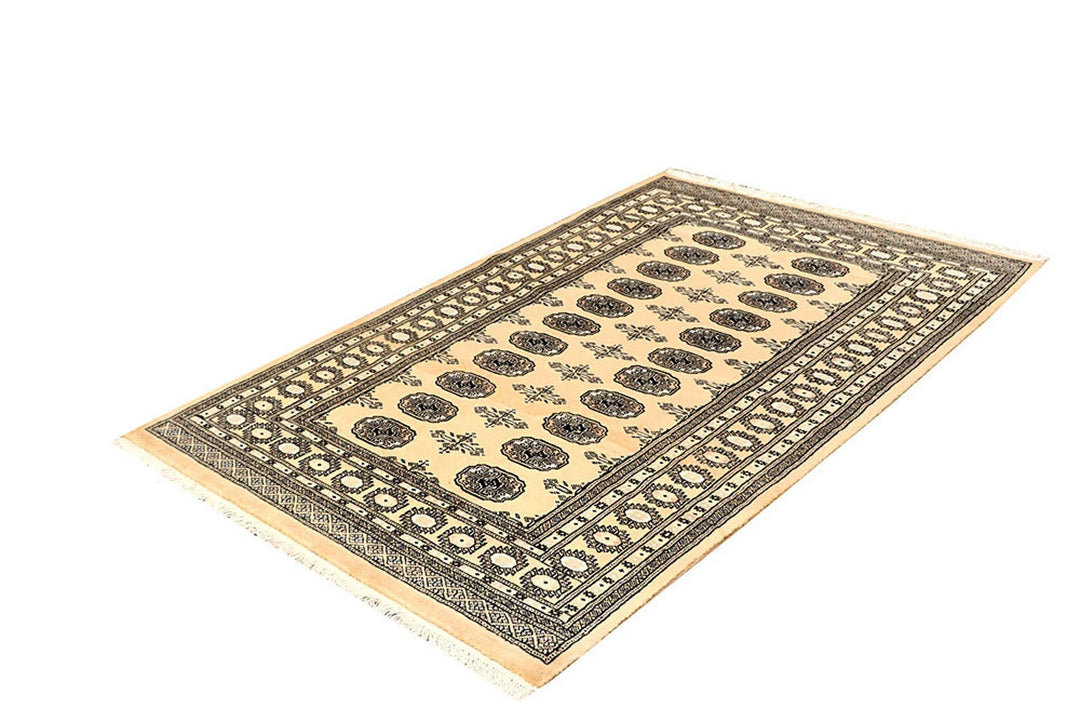 Brown Pakistani Bokhara Rug 4' 1" x 6' 4" Hand-Knotted | No. QA70862