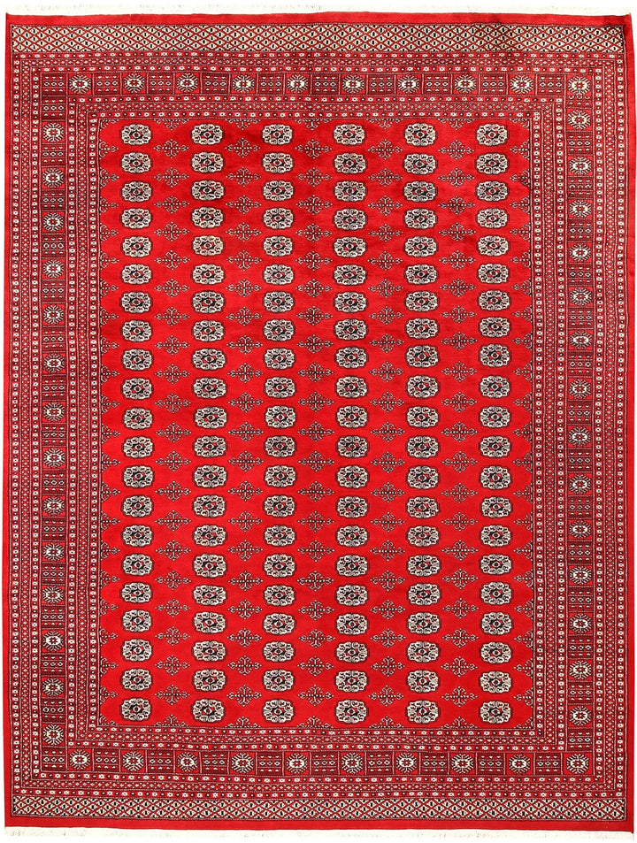 Red Pakistani Bokhara Rug 9' x 11'9" Hand-Knotted | No. QA70871